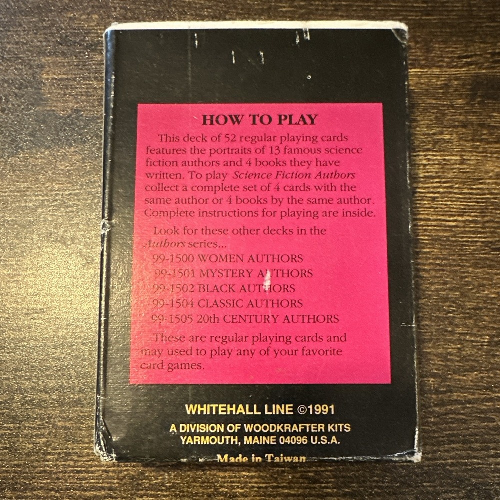 Vintage 1991 Science Fiction Authors Playing Cards Whitehall Line Complete - Picture 2 of 4